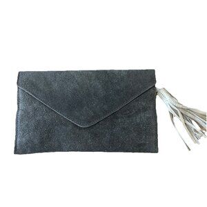 100%  Taupe Leather Envelope Pouch. Made In India, Roost Tassel Pull